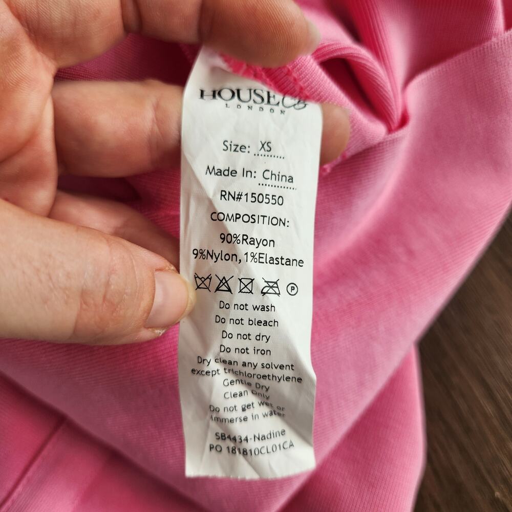 House of CB Nadine Pink Bandage One Shoulder Dress XS Wedding Cocktail Retro Y2K - Picture 9 of 9